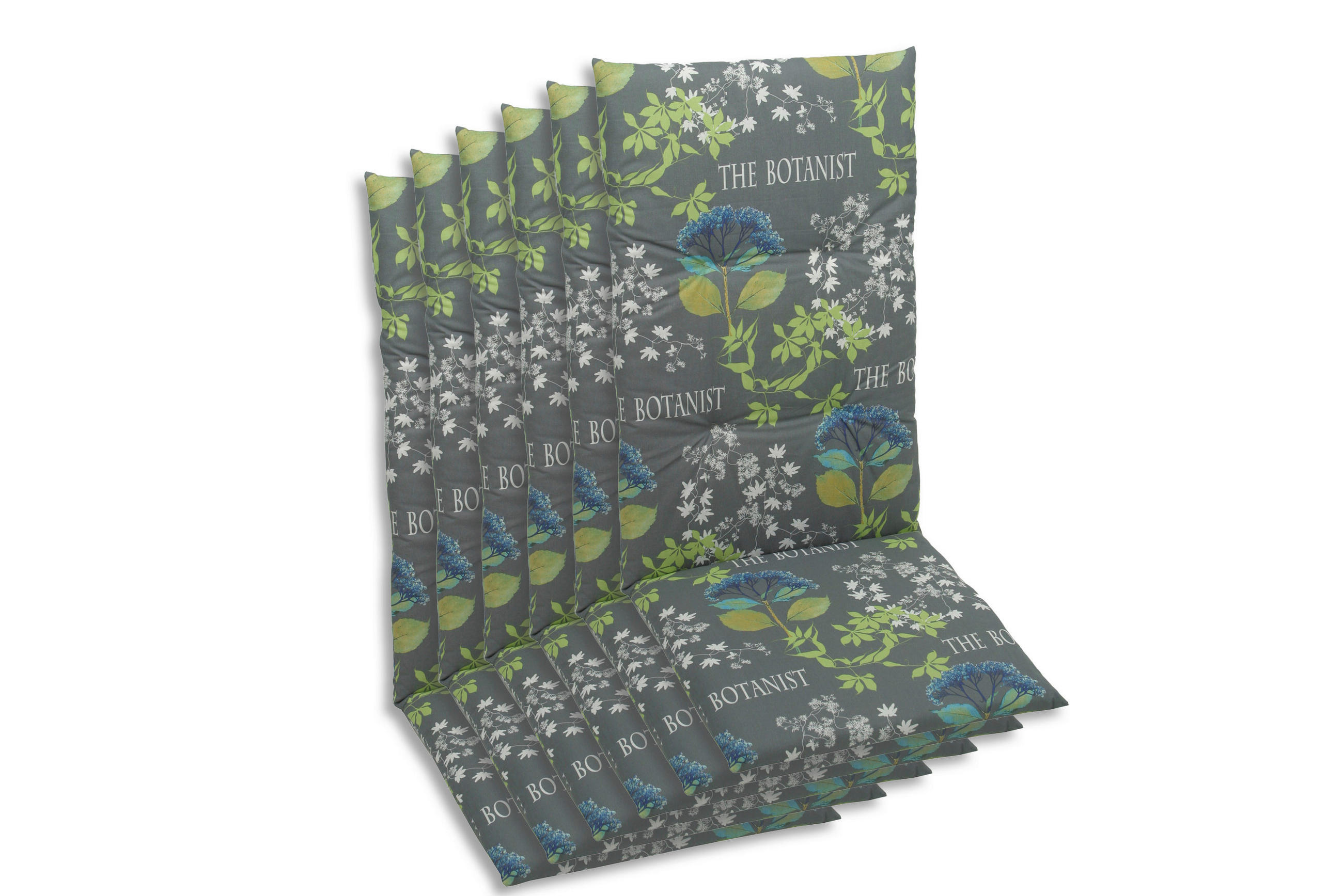 SESSELAUFLAGENSET Blume  - Blau/Grau, Basics, Textil (48/5/118cm)