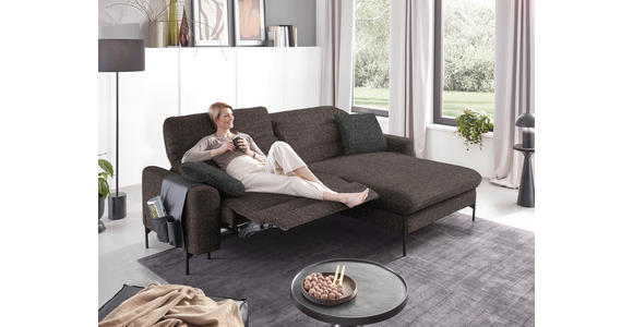 ECKSOFA in Flachgewebe Graubraun 252/191 cm - Graubraun/Schwarz, Design, Textil/Metall (252/191cm) - Dieter Knoll