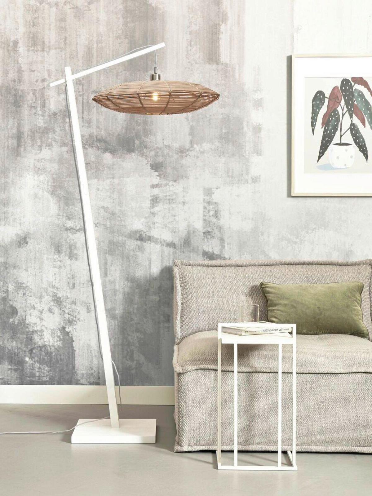 STOJACÍ LAMPA, 55/78/176 cm - bílá/přírodní barvy, Trend (55/78/176cm) - Good & Mojo