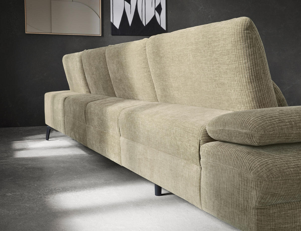 WOHNLANDSCHAFT in Webstoff Beige  - Beige/Schwarz, Design, Textil/Metall (157/354/208cm) - Dieter Knoll