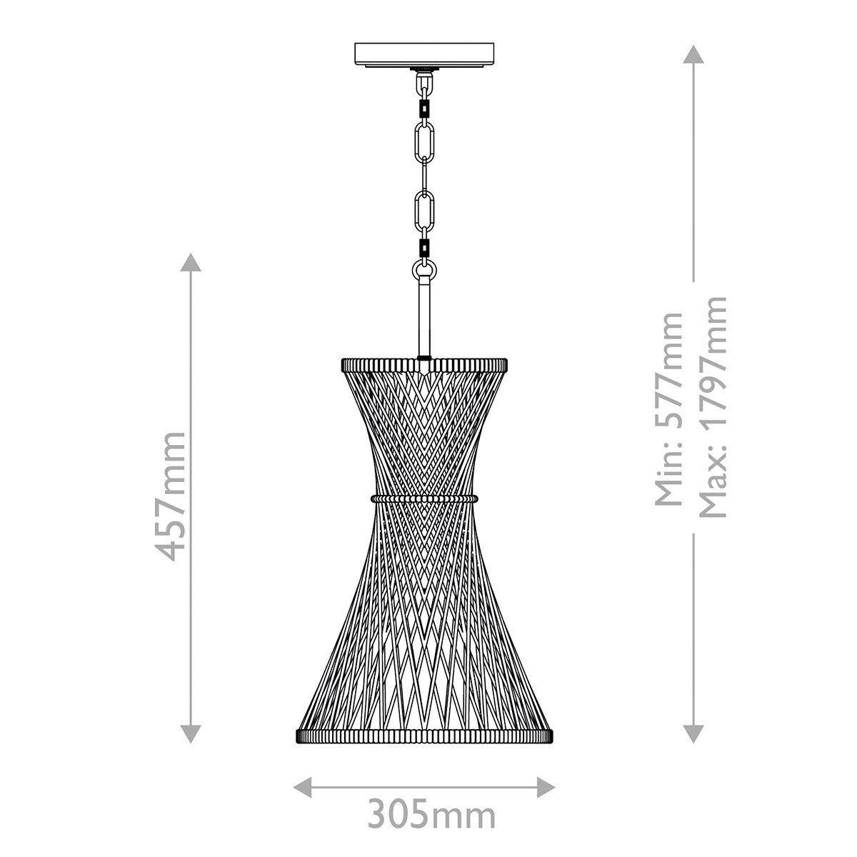 HÄNGELEUCHTE Twyla  57,7/30,5/30,5 cm  - Schwarz, Natur, Holz/Metall (57,7/30,5/30,5cm) - Elstead Lighting