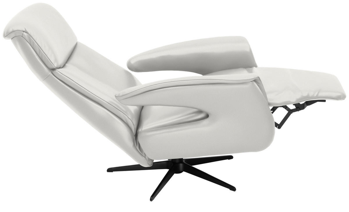 RELAXSESSEL in Leder Weiß  - Schwarz/Weiß, Design, Leder/Metall (78/106/88cm) - Welnova