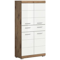 MIDISCHRANK 74/141/31 cm  - Chromfarben/Weiß Hochglanz, MODERN, Holzwerkstoff/Kunststoff (74/141/31cm) - MID.YOU