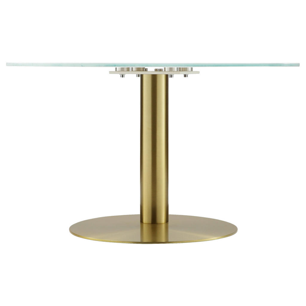 Thumbnail - Ambia Home Couchtisch, Weiß, Gold, Metall, Glas, Marmoroptik, rund, Säule, Bodenplatte, 80x45x80 cm, einfacher Aufbau, W...