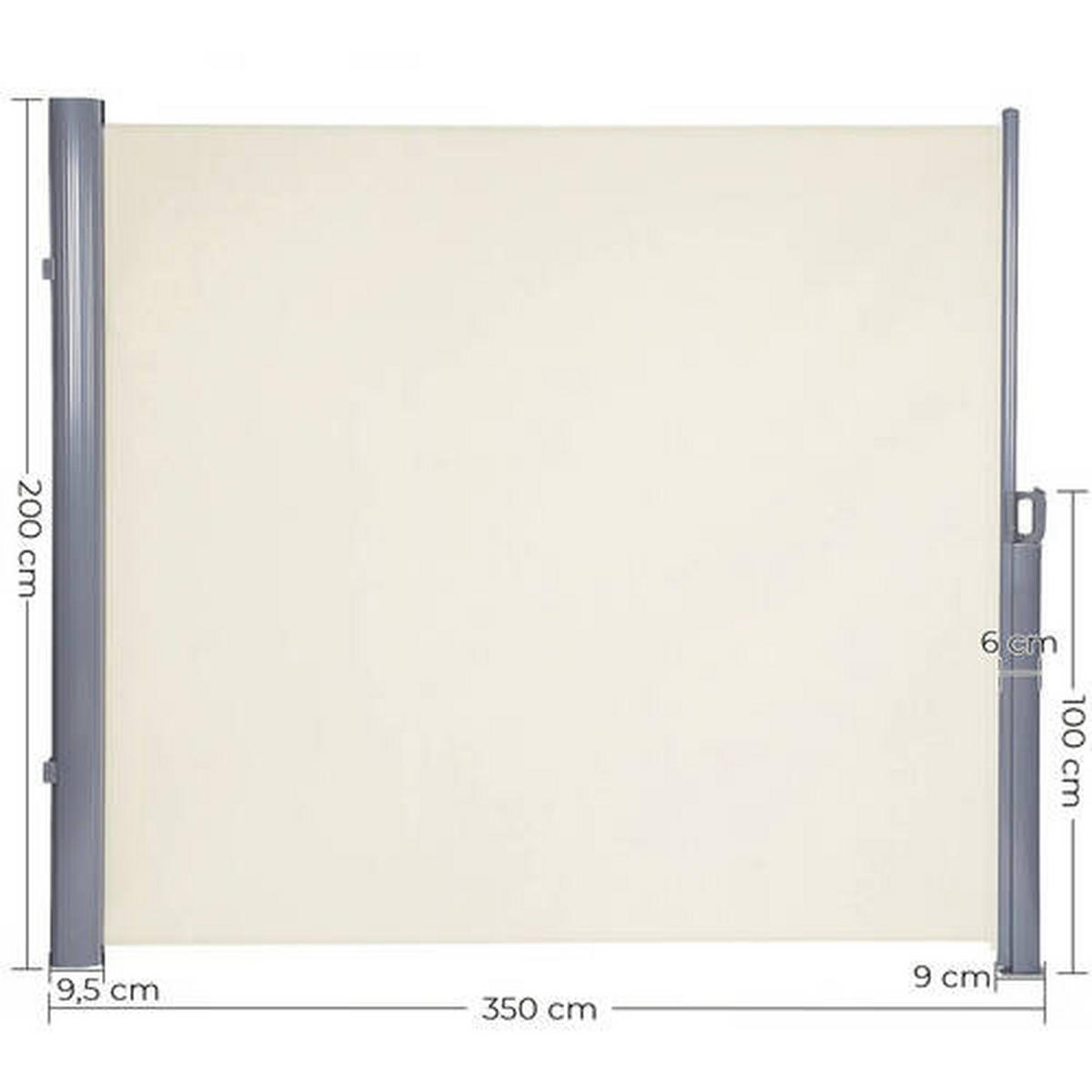 Seitenmarkise 350x200cm - Beige/Alufarben, Basics, Textil/Metall (350/200cm) - Modante