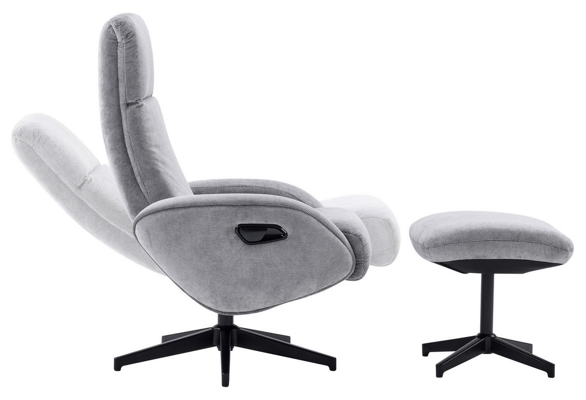 RELAXSESSELSET BASTY Webstoff Hocker    - Schwarz/Grau, Design, Textil/Metall (75/107/77cm) - Livetastic