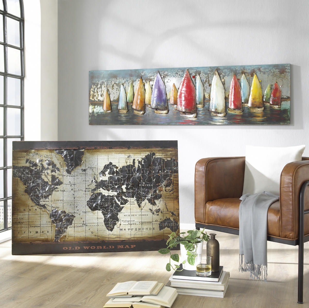 METALLBILD Fahrzeuge 180/55 cm  - Multicolor/Braun, LIFESTYLE, Metall (180/55cm) - Monee