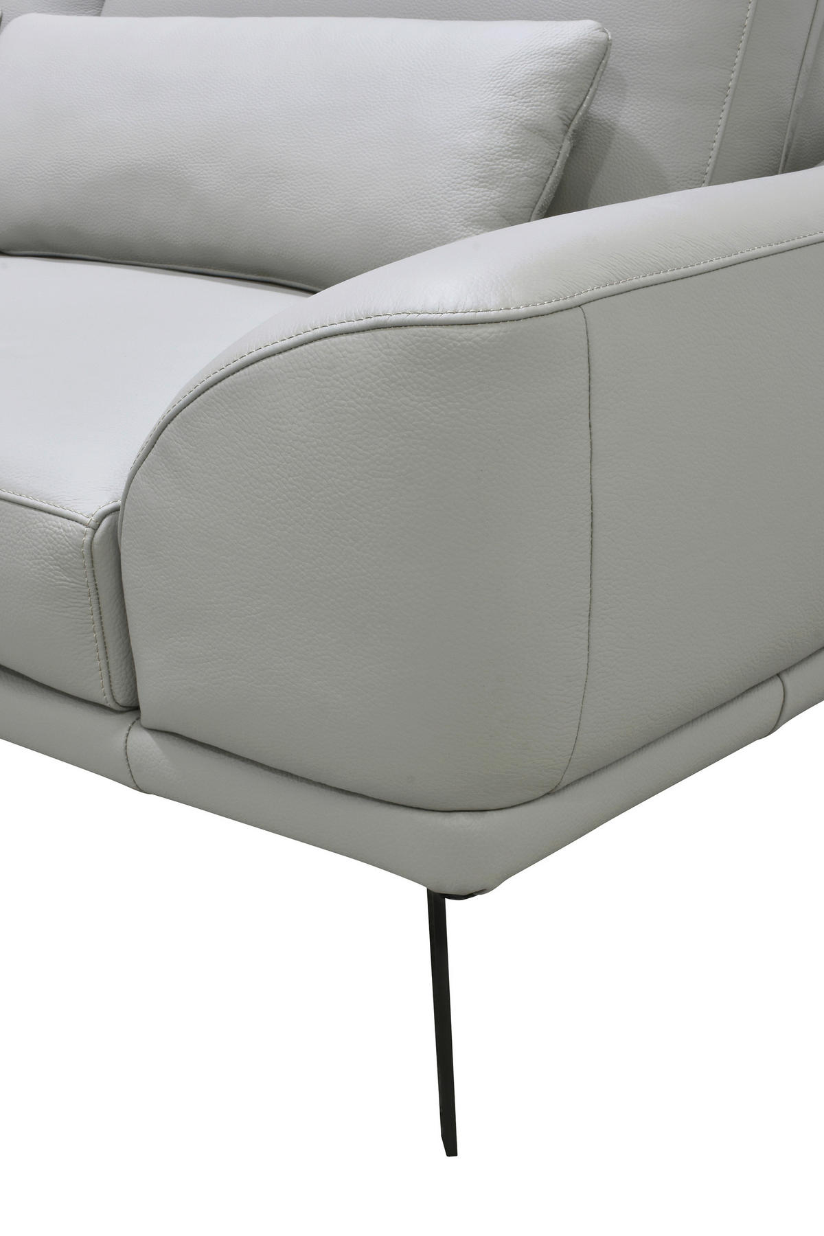 ECKSOFA Taupe Echtleder Zierkissen, Rücken echt, Kopfteilverstellung, Sitztiefenverstellung, Kopfstütze  - Taupe/Schwarz, Design, Leder/Metall (225/276cm) - Celina Home