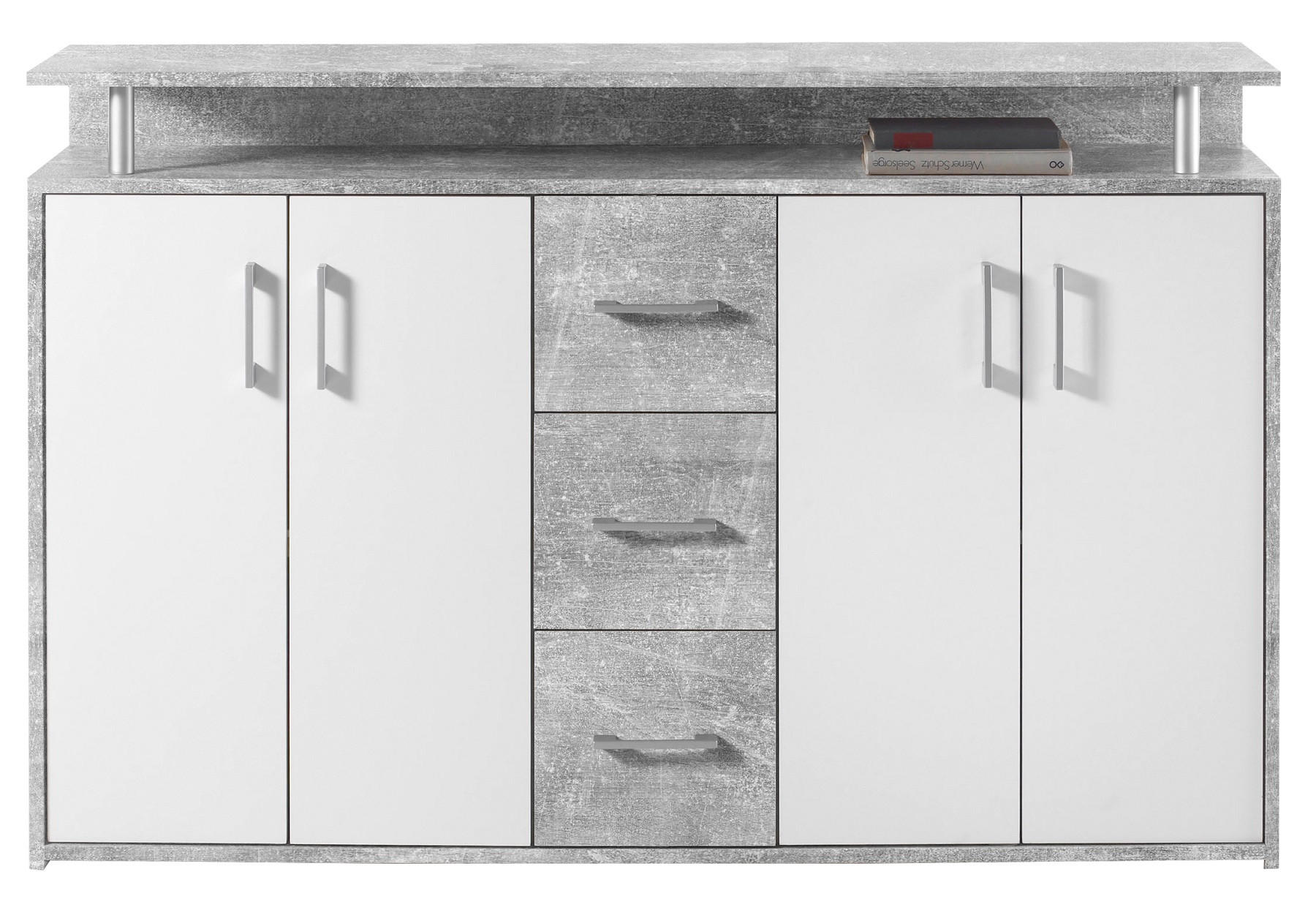 KOMODA S VRATIMA - siva/bela, Dizajnerski, pločasti materijal/plastika (139/90/34cm) - Carryhome