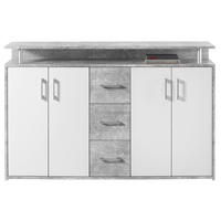 KOMODA   139/90/34 cm   siva, bijela  - bijela/srebrne boje, Design, drvni materijal/plastika (139/90/34cm) - Carryhome