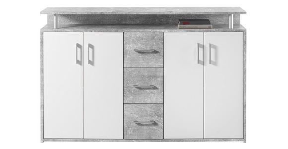 SIDEBOARD Grau, Weiß  - Silberfarben/Weiß, KONVENTIONELL, Holzwerkstoff/Kunststoff (139/90/34cm) - Carryhome