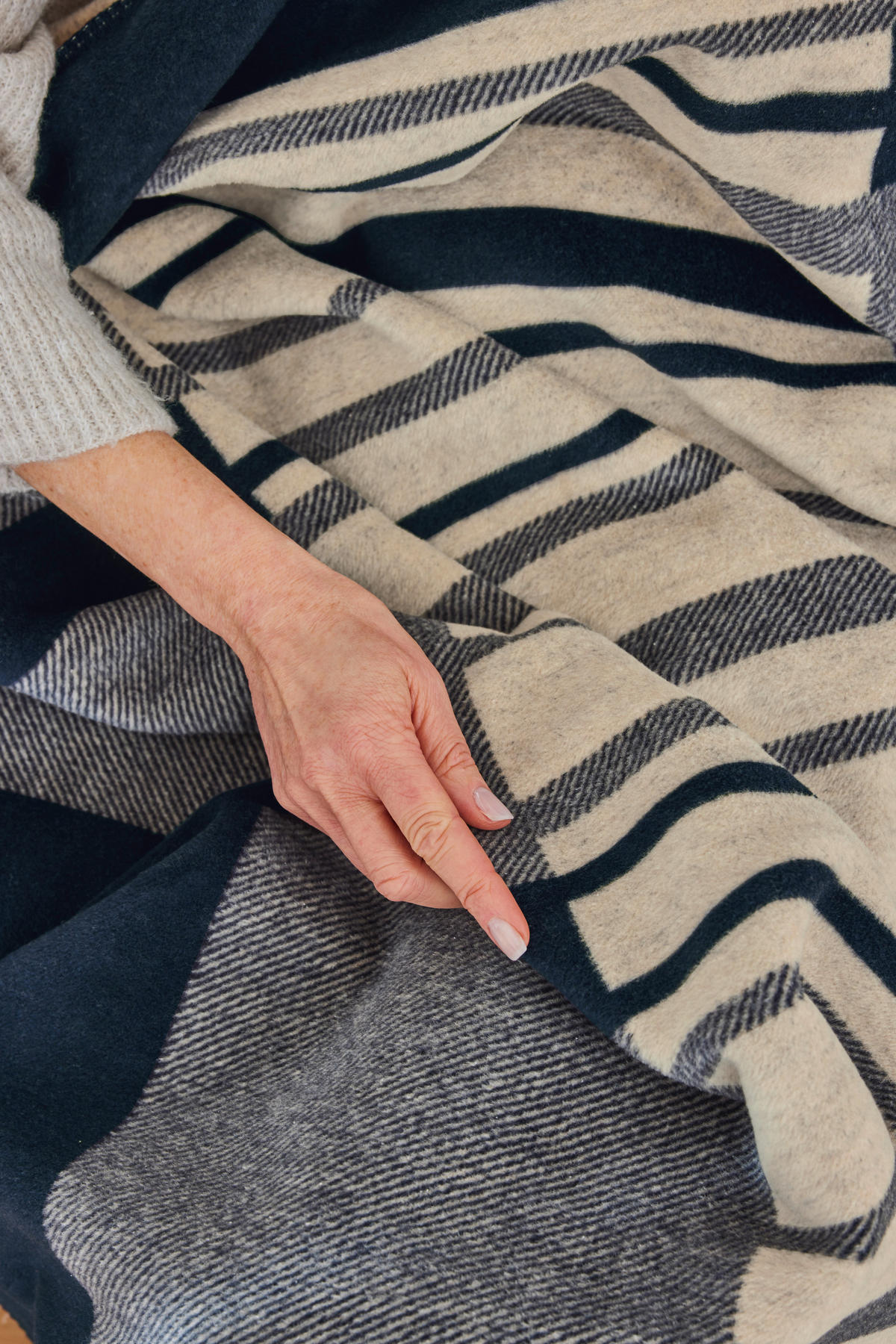 TAKARÓ 150/200 cm  - natúr színű/kék, Basics, textil (150/200cm) - Novel