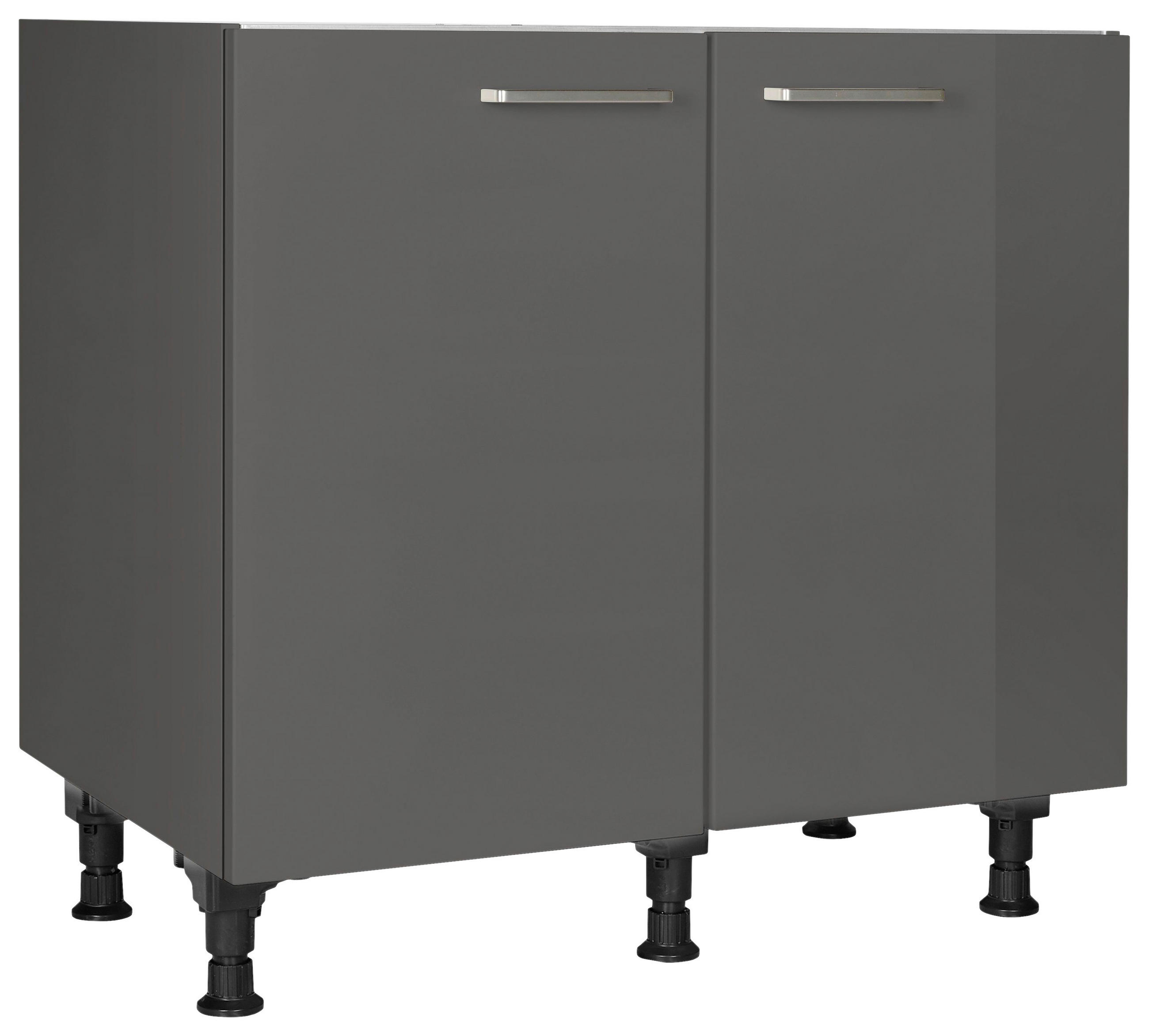 SPÜLENUNTERSCHRANK 90/87/56 cm  in Schieferfarben  - Schieferfarben/Edelstahlfarben, MODERN, Holzwerkstoff/Metall (90/87/56cm) - Nobilia