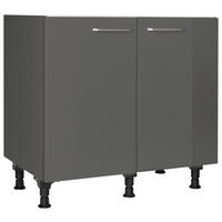 SPÜLENUNTERSCHRANK 90/87/56 cm  in Schieferfarben  - Schieferfarben/Edelstahlfarben, MODERN, Holzwerkstoff/Metall (90/87/56cm) - Nobilia