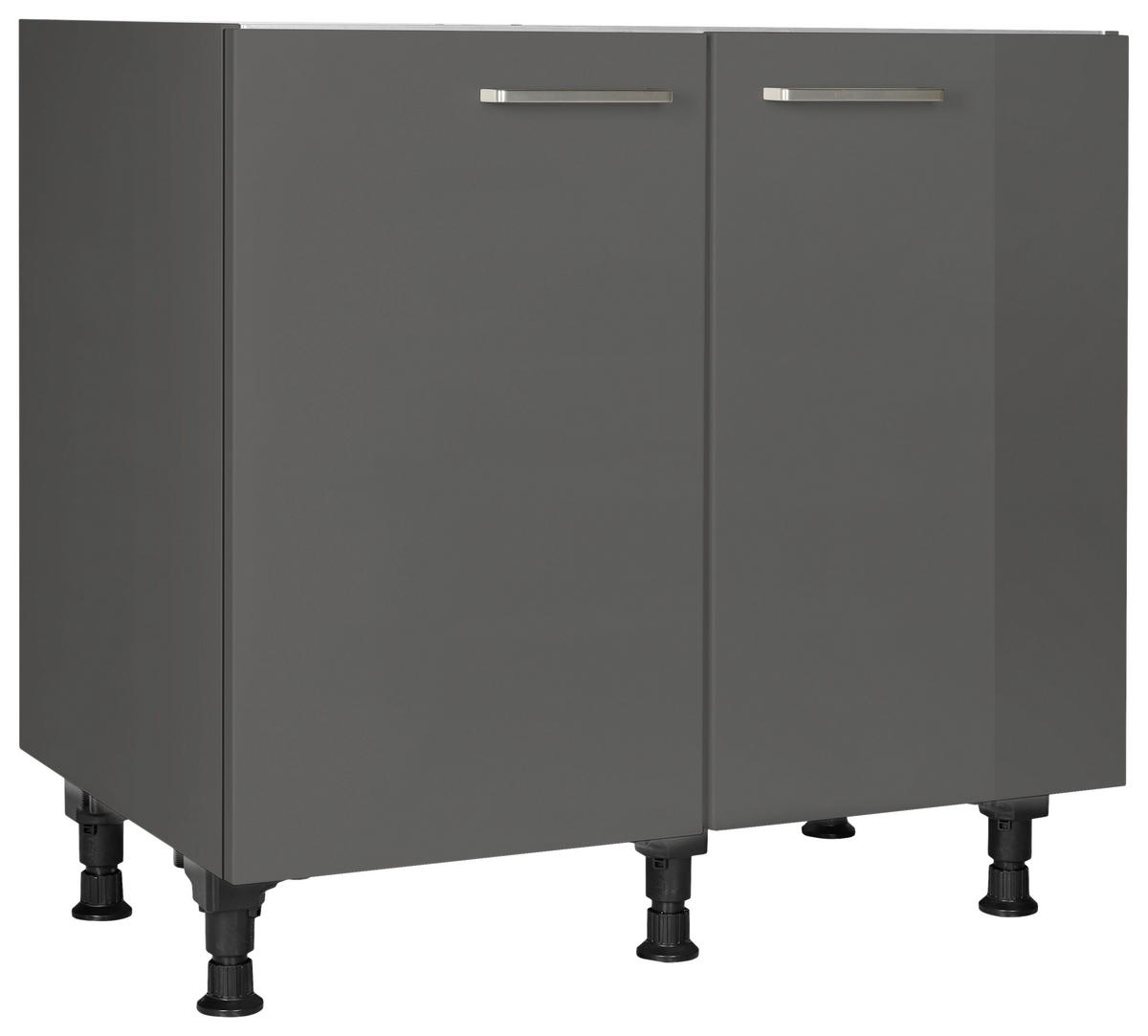 SPÜLENUNTERSCHRANK 90/87/56 cm  in Schieferfarben  - Schieferfarben/Edelstahlfarben, MODERN, Holzwerkstoff/Metall (90/87/56cm) - Nobilia