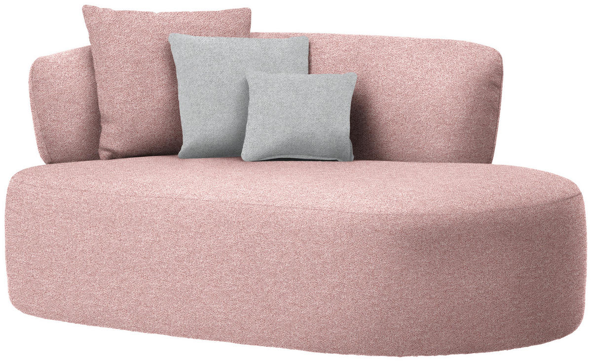 RÉCAMIERE in Flachgewebe Grau, Altrosa  - Schwarz/Altrosa, MODERN, Kunststoff/Textil (166/86/105cm) - Hom`in