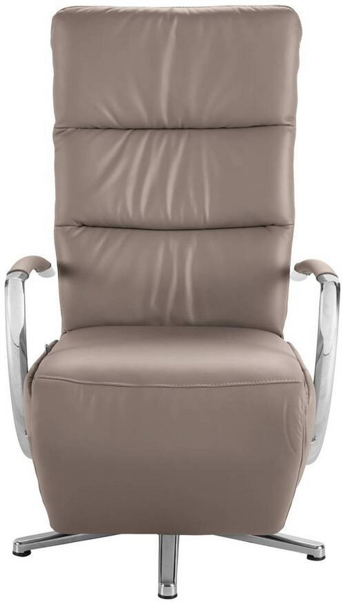 RELAXSESSEL in Leder Fango  - Chromfarben/Fango, Design, Leder/Metall (64/112/80cm) - Cantus