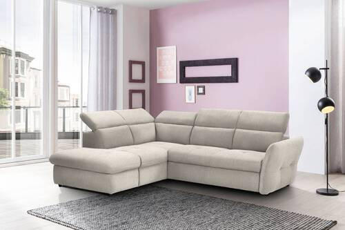 ECKSOFA in Velours Creme, Beige  224/254 cm  - Beige/Creme, Design, Kunststoff/Textil (224/254cm) - Stylife