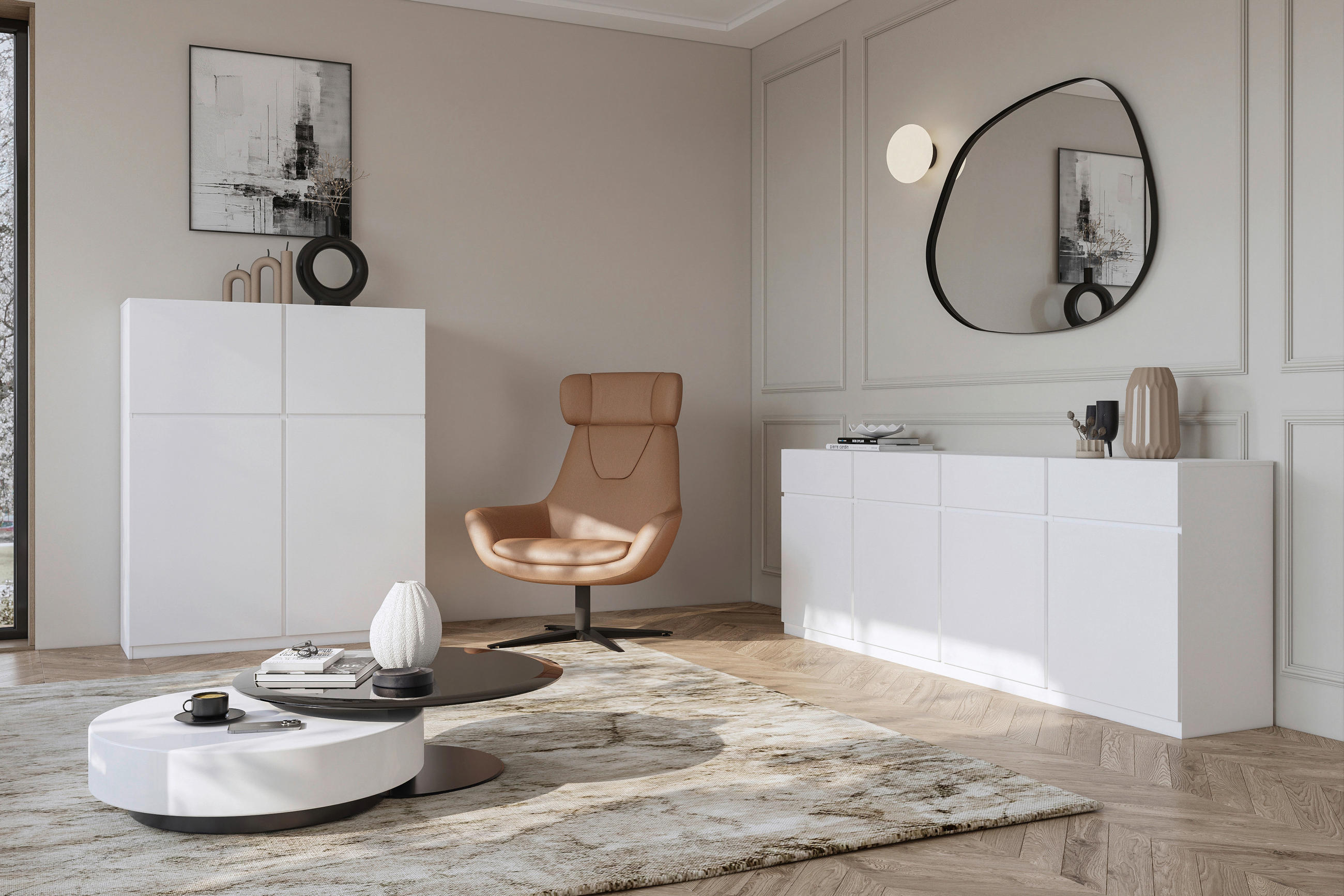 SIDEBOARD 225/82,5/40 cm in Weiss - Weiss, Design, Holzwerkstoff (225/82,5/40cm) - MID.YOU