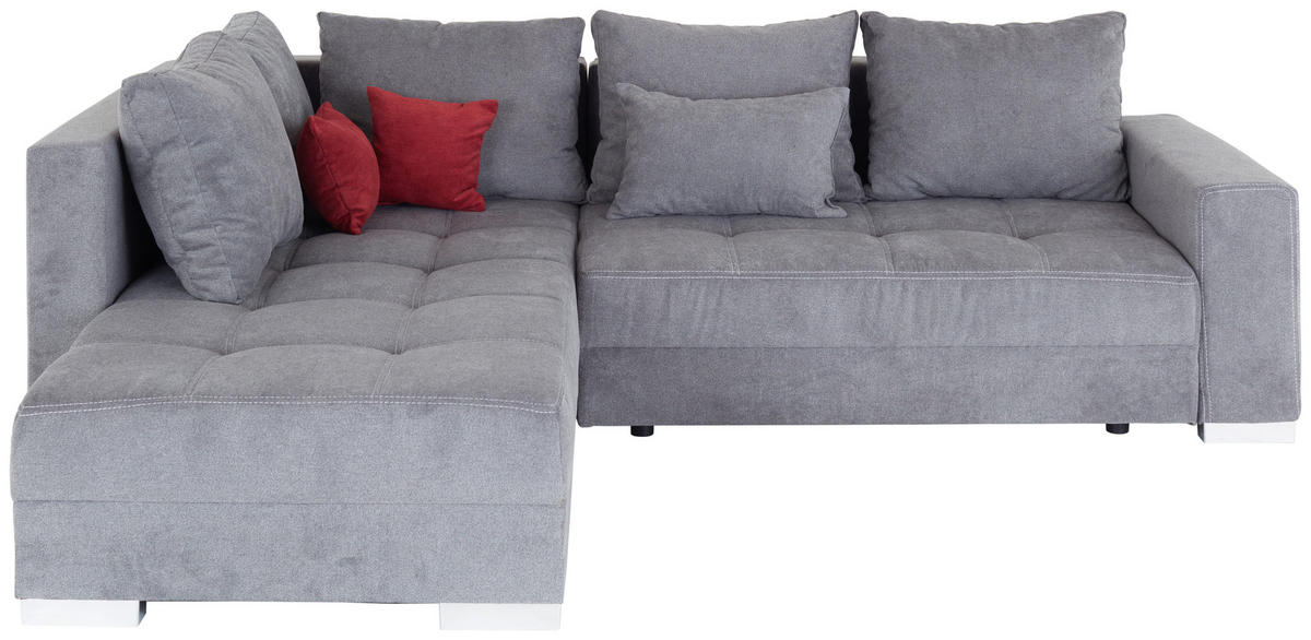 ECKSOFA Anthrazit Webstoff  - Chromfarben/Beere, Design, Kunststoff/Textil (260/218cm) - P & B