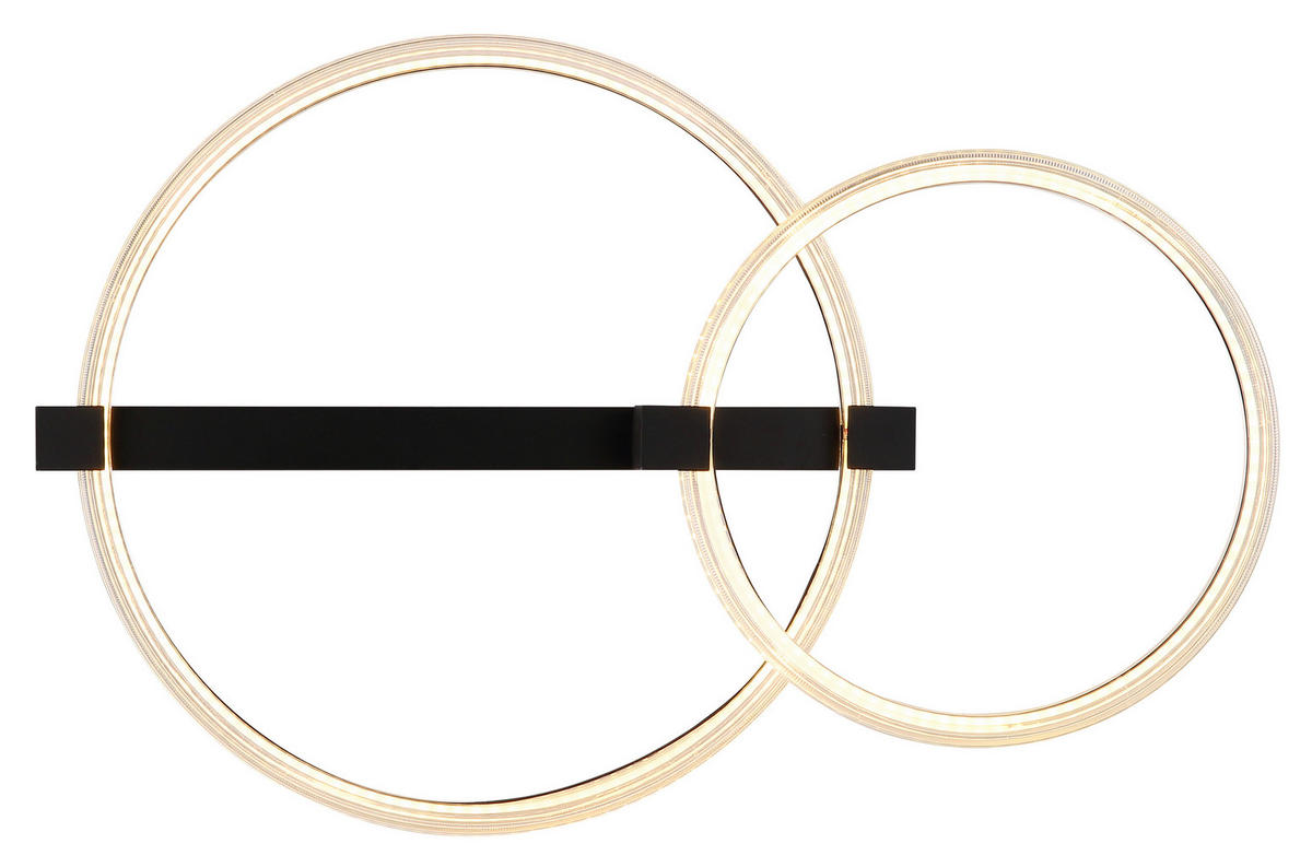 LED-DECKENLEUCHTE Fletcher 58/38/11,5 cm  - Transparent/Schwarz, Design, Kunststoff/Metall (58/38/11,5cm) - Globo