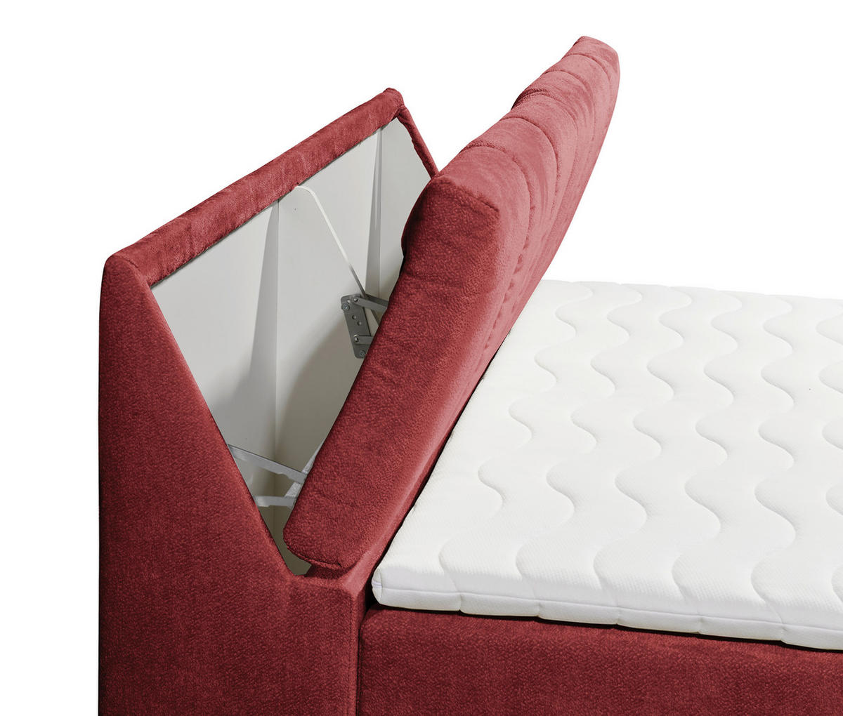 BOXBETT 180/200 cm,  in Rot, gepolstertes Kopfteil, Bettkasten, Topper,  - Rot/Schwarz, MODERN, Holzwerkstoff/Kunststoff (180/200cm) - MID.YOU