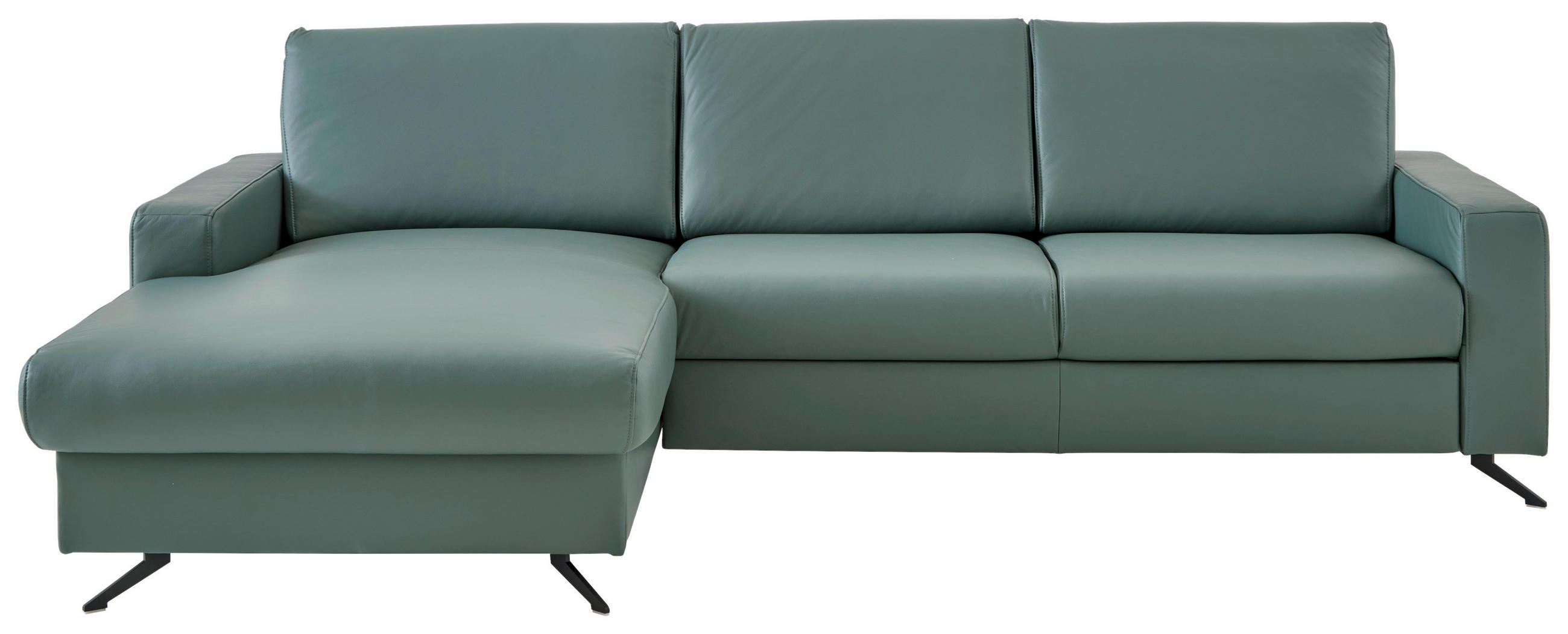 ECKSOFA Beldomo premium Opal Echtleder  - Opal/Schwarz, Design, Leder/Metall (165/267cm) - Beldomo Premium