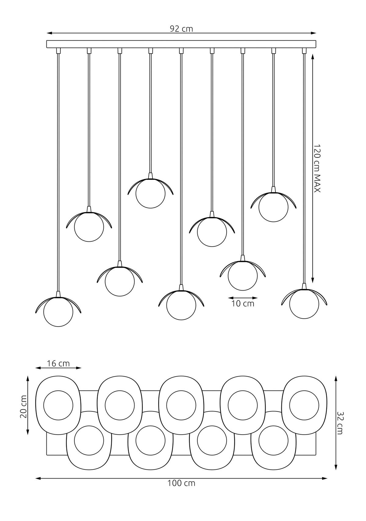 HÄNGELEUCHTE  100/32/120 cm    - Weiß, Design, Glas/Metall (100/32/120cm)