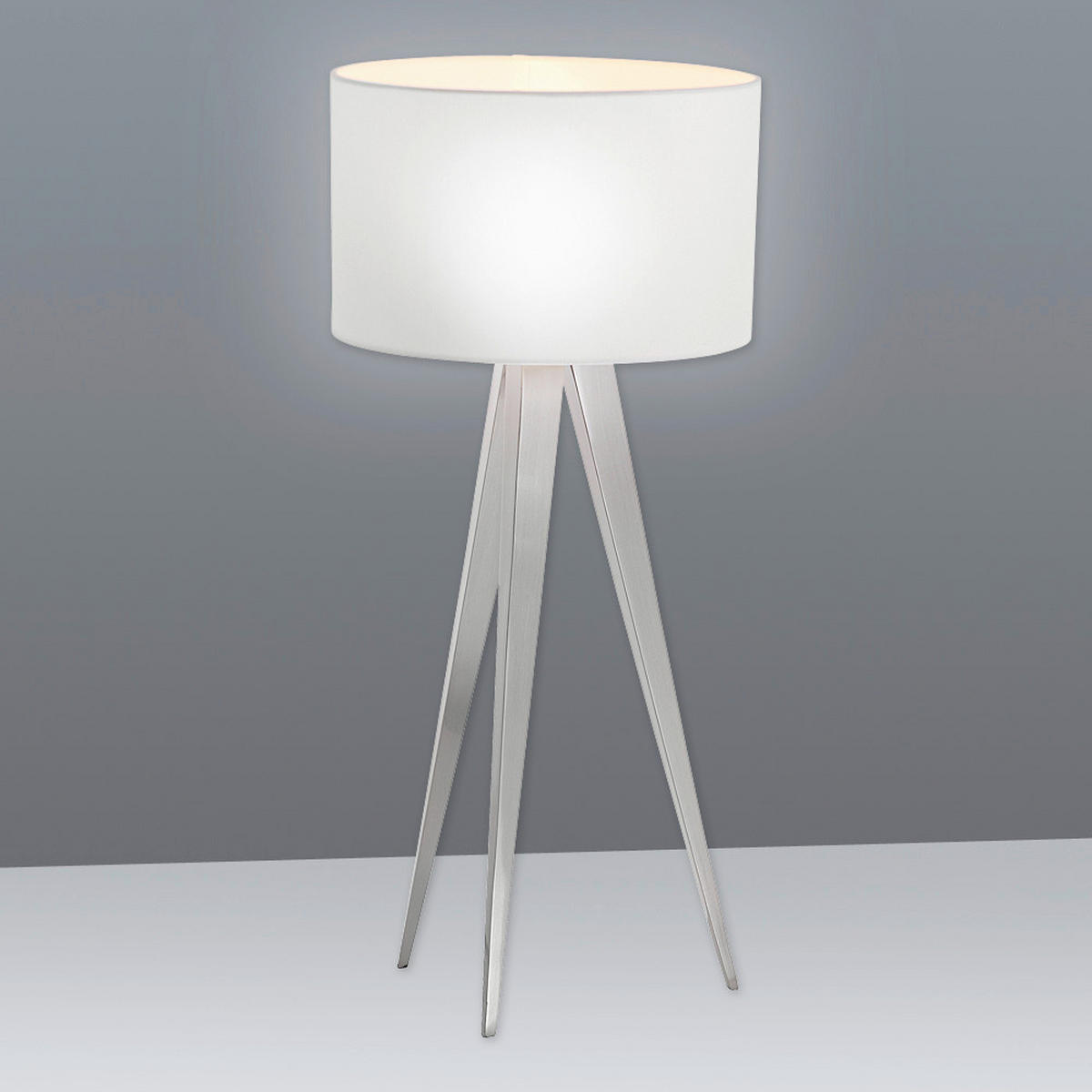 TISCHLEUCHTE Tripod 28/61,5 cm   - Nickelfarben, Design, Textil/Metall (28/61,5cm) - Näve
