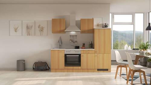 KÜCHENBLOCK 220 cm   in Buchefarben  - Edelstahlfarben/Beige, MODERN, Holzwerkstoff/Kunststoff (220cm) - FlexWell