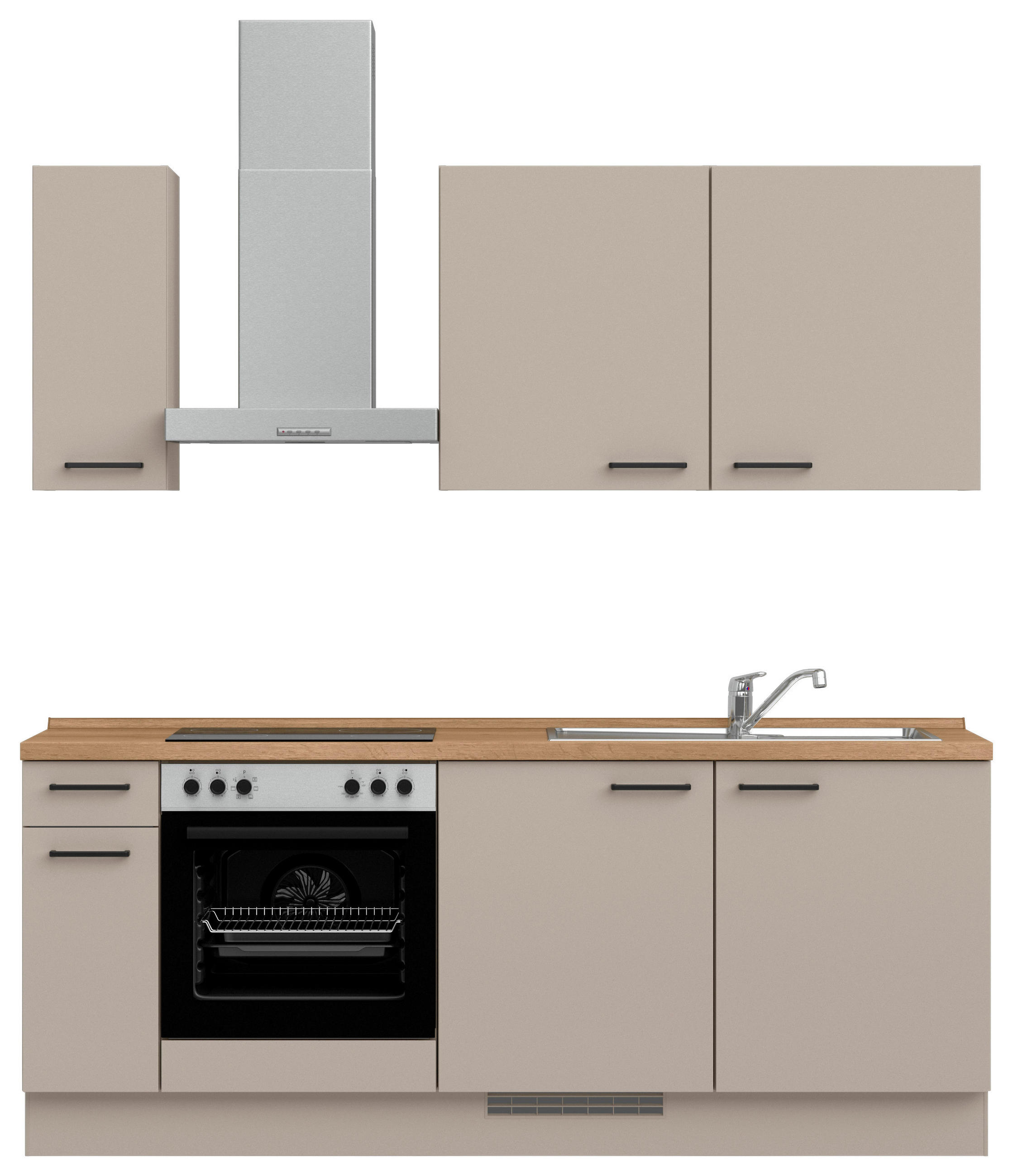 KÜCHENBLOCK Easytouch 210 cm  in Eichefarben, Sandfarben  - Sandfarben/Eichefarben, MODERN, Holzwerkstoff/Metall (210cm) - Nobilia