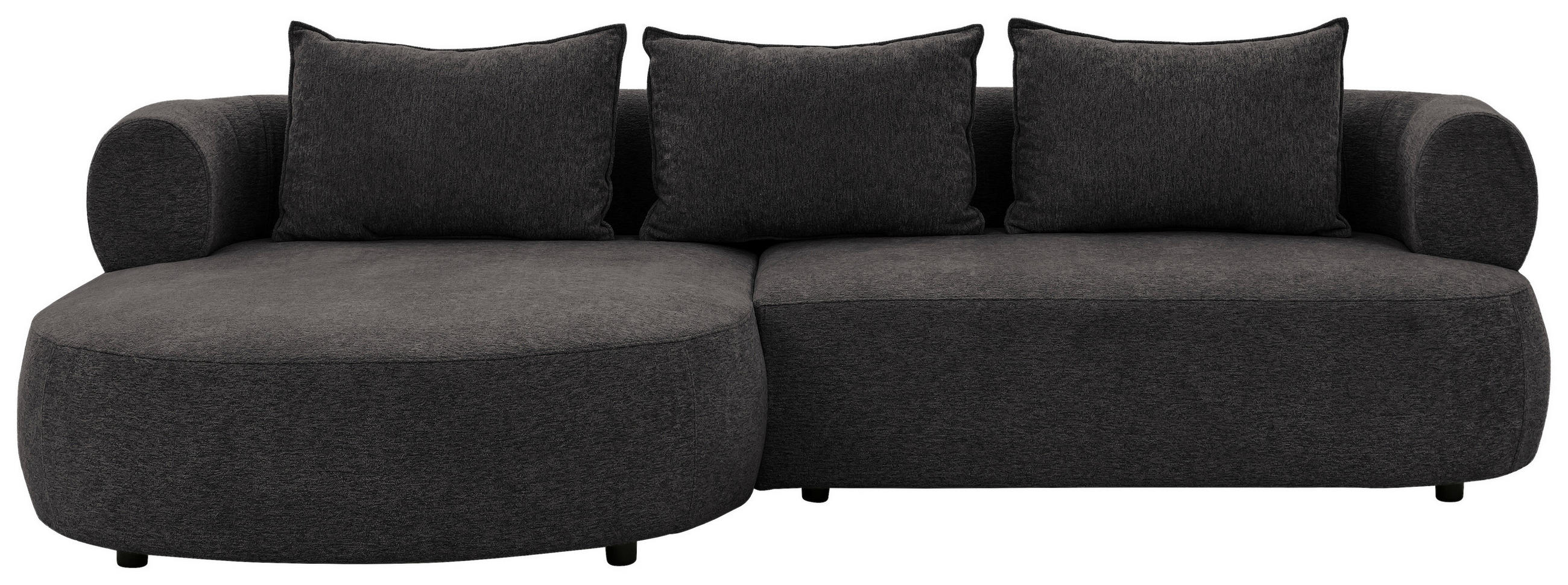 ECKSOFA in Chenille Schwarz  156/256 cm  - Schwarz, Design, Kunststoff/Textil (156/256cm) - Livetastic
