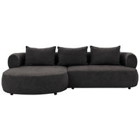ECKSOFA in Chenille Schwarz  156/256 cm  - Schwarz, Design, Kunststoff/Textil (156/256cm) - Livetastic