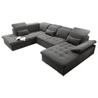 SOFFA i mikrovelour mörkgrå  - mörkgrå/silver, Klassisk, textil/plast (240/340/188cm) - MID.YOU