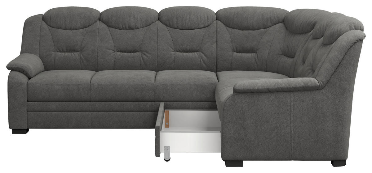 ECKSOFA in Chenille Anthrazit  - Anthrazit/Schwarz, Basics, Kunststoff/Textil (263/211cm) - MID.YOU