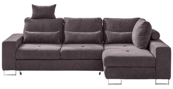 ECKSOFA in Flachgewebe Taupe  - Taupe, Design, Textil/Metall (260/188cm) - Hom`in