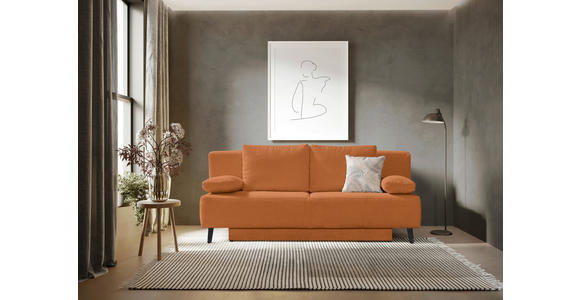 SCHLAFSOFA in Cord Orange - Schwarz/Orange, MODERN, Textil/Metall (193/85/88cm) - Novel