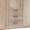 DREHTÜRENSCHRANK 3-türig Eichefarben  - Eichefarben/Silberfarben, KONVENTIONELL, Holzwerkstoff (135/210/58cm) - MID.YOU