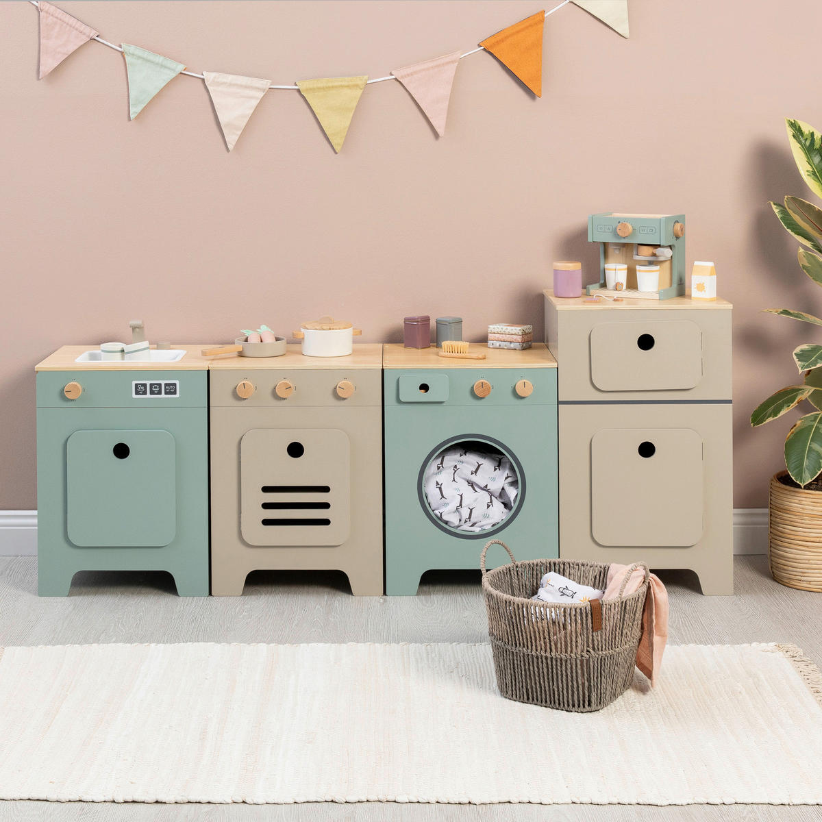 KINDERKÜCHE MIX & MATCH  - Naturfarben/Grau, Basics, Holz/Holzwerkstoff (35/31,5/48cm) - MUSTERKIND