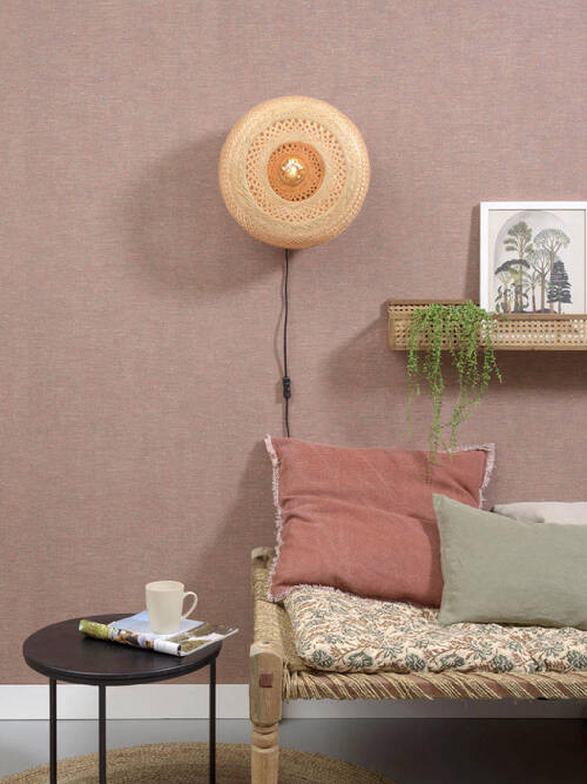 VÄGGLAMPA GOOD&MOJO 15/40/40 cm   - svart/naturfärgad, Trend, trä (15/40/40cm) - Good & Mojo