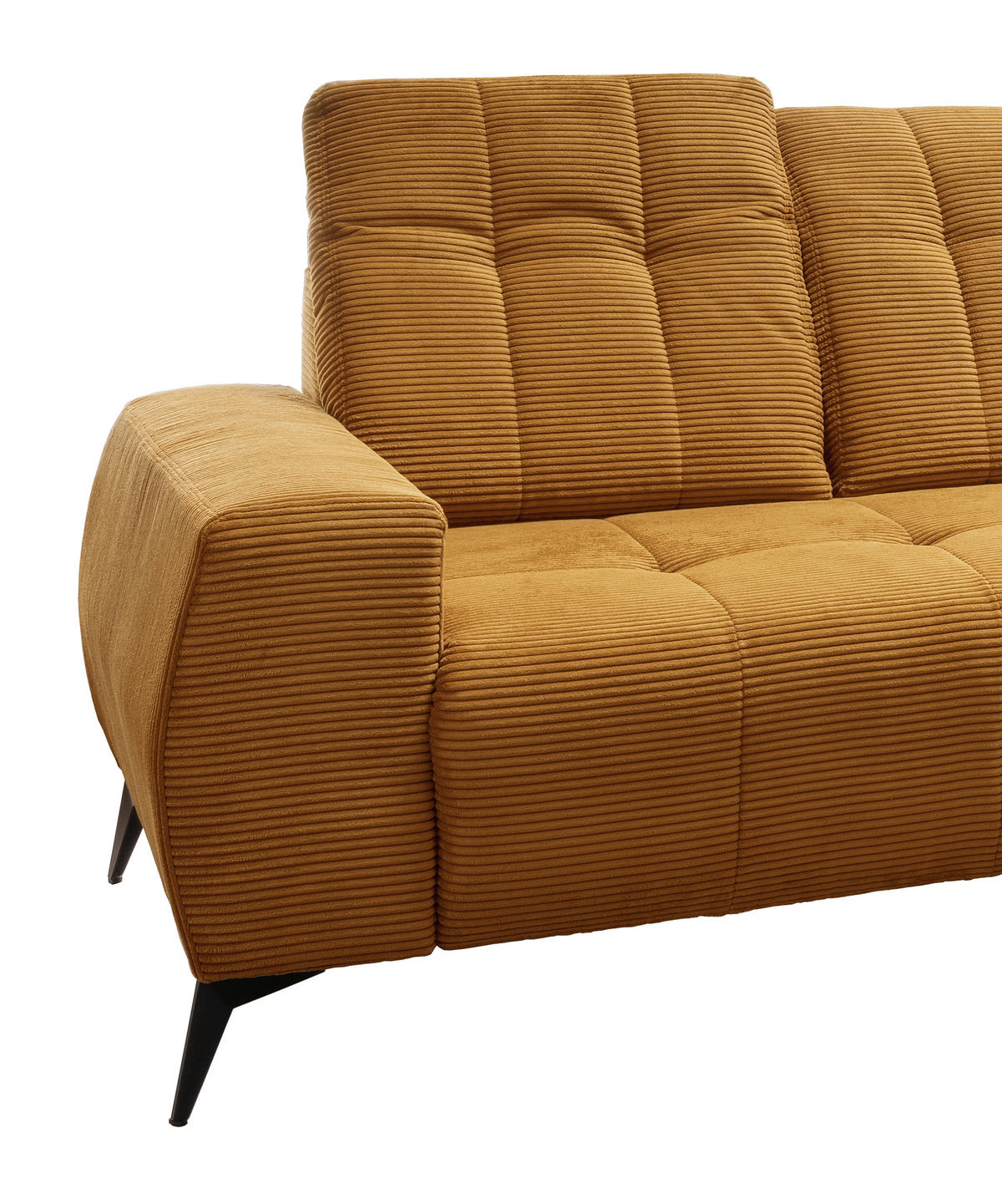ECKSOFA in Cord Goldfarben  258/180 cm  - Goldfarben/Schwarz, MODERN, Textil/Metall (258/180cm) - Livetastic