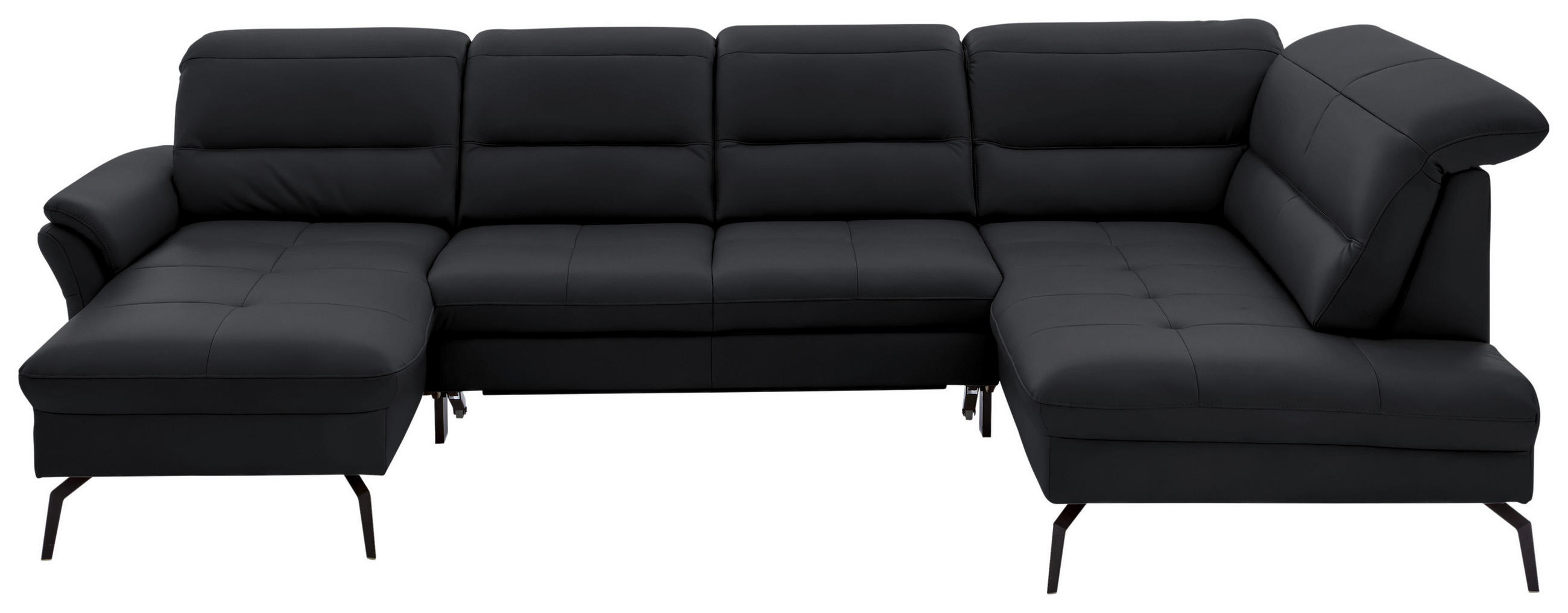 WOHNLANDSCHAFT in Echtleder Anthrazit  - Anthrazit/Schwarz, Design, Leder/Metall (181/336/206cm) - Beldomo Speed