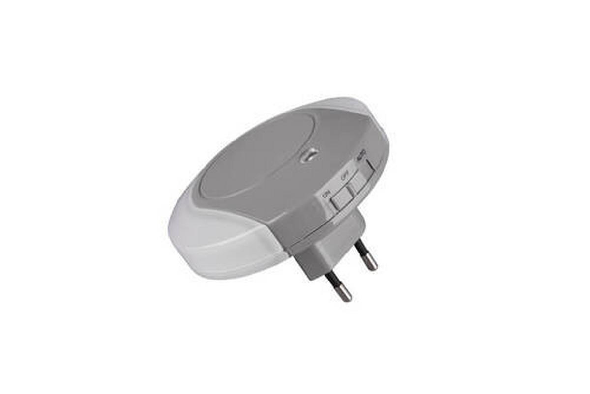 LAMPA ZA UTIČNICU - siva/bela, Osnovno, plastika (9cm)