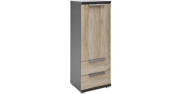 KOMMODE Eichefarben, Graphitfarben - Eichefarben/Graphitfarben, KONVENTIONELL, Holzwerkstoff/Kunststoff (48/129/42cm) - Voleo