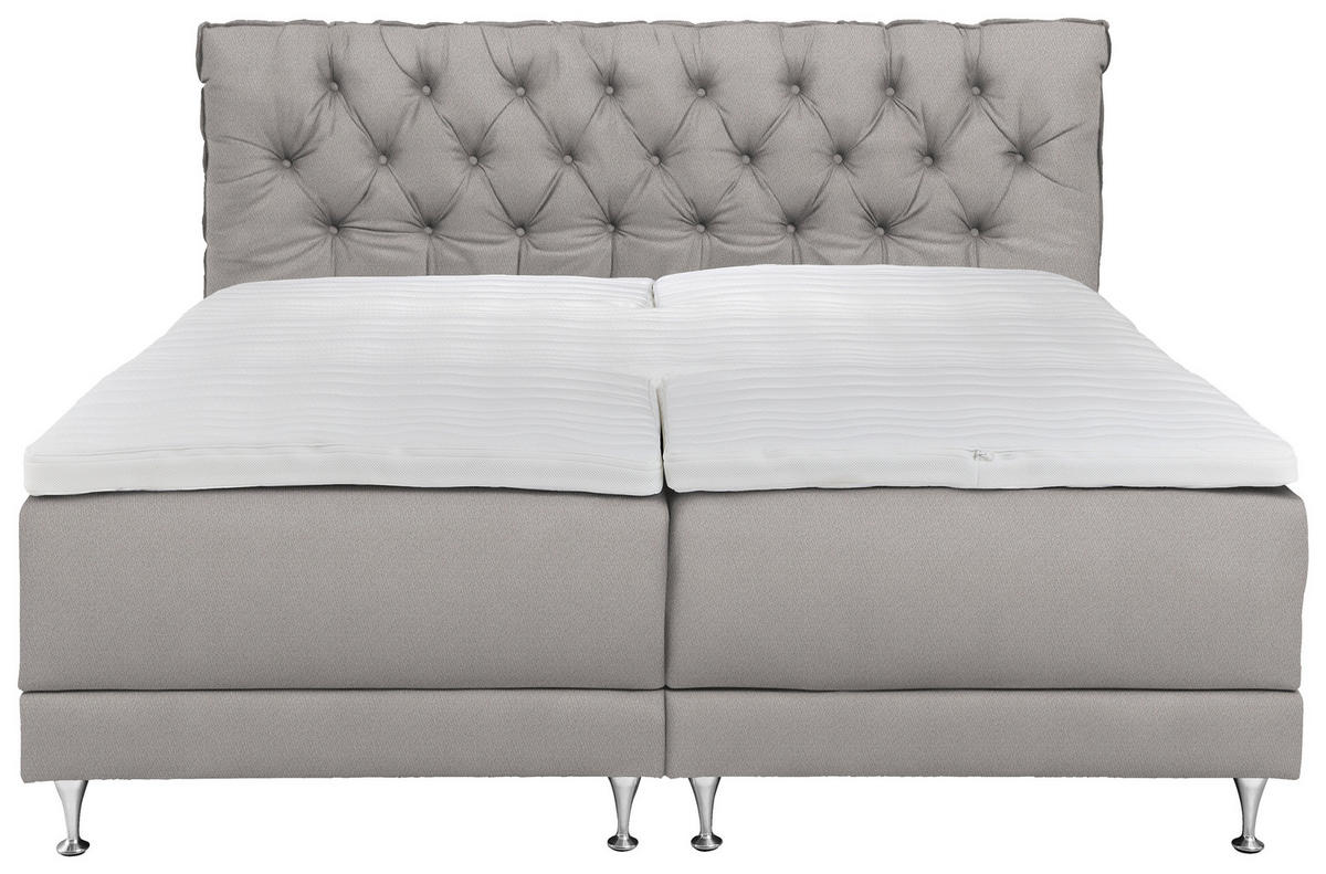 BOXSPRINGBETT 160/200 cm  Hellgrau  - Blau/Silberfarben, Basics, Holzwerkstoff/Textil (160/200cm) - Welnova