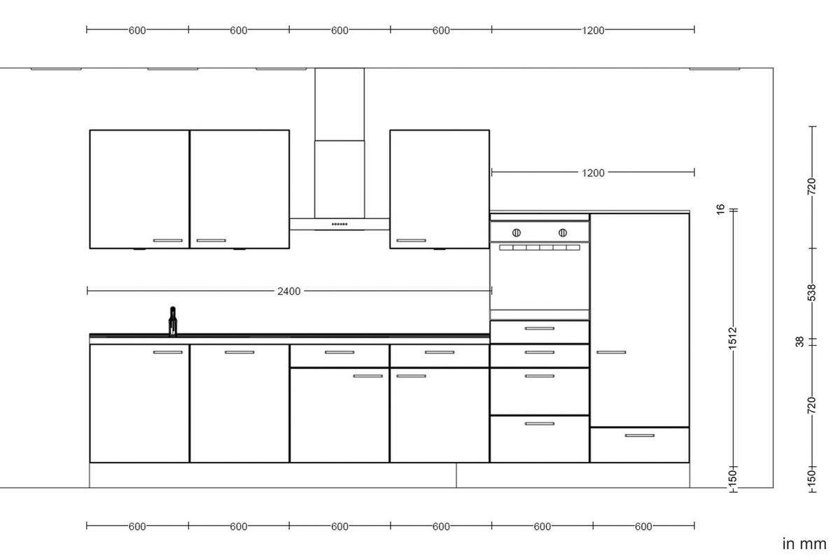 KÜCHENBLOCK 360 cm   in Weiß, Schieferfarben  - Schieferfarben/Edelstahlfarben, MODERN, Holzwerkstoff/Metall (360cm) - Nobilia
