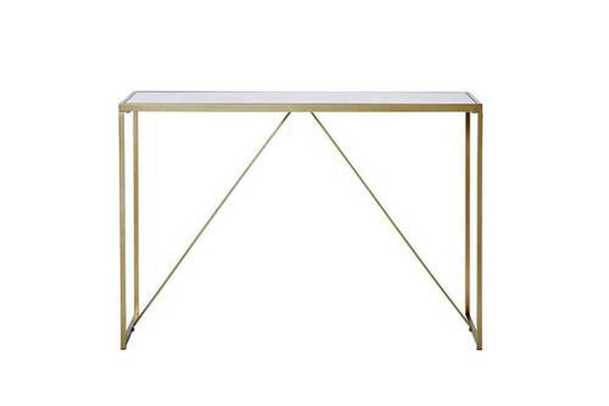 KONSOLENTISCH in Metall, Holzwerkstoff 111/30/76 cm    - Goldfarben/Weiß, KONVENTIONELL, Holzwerkstoff/Metall (111/30/76cm) - Livetastic