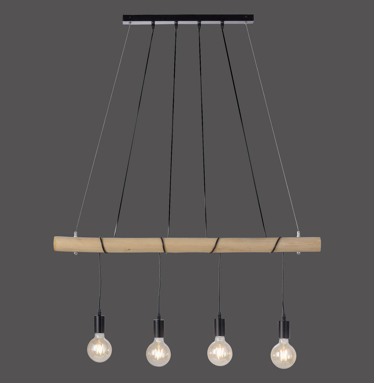 LED-HÄNGELEUCHTE  100/9,5/120 cm    - Eukalyptusholzfarben/Schwarz, Natur, Holz/Kunststoff (100/9,5/120cm) - Just Light