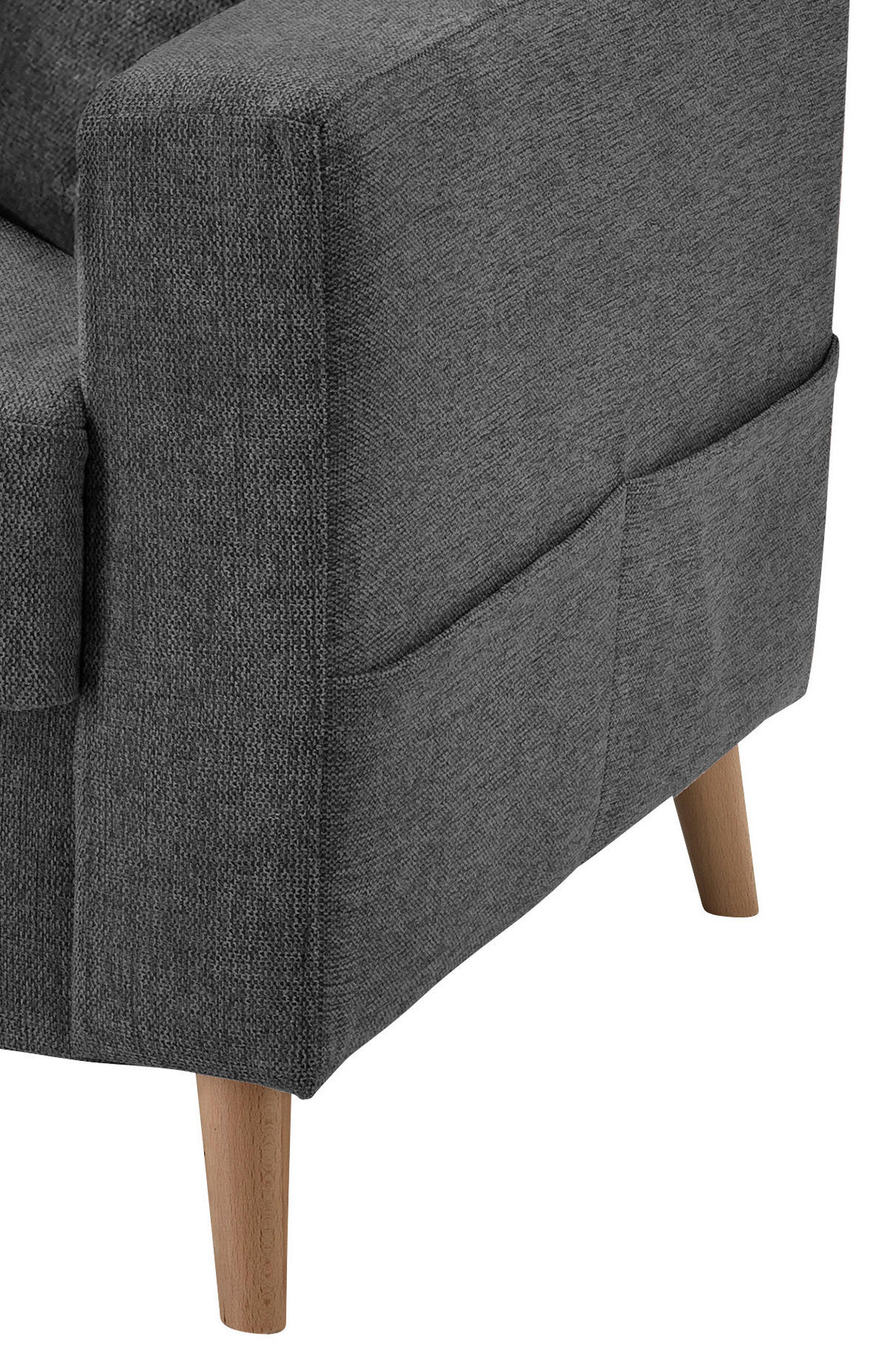 ECKSOFA in Struktur Anthrazit  - Anthrazit/Naturfarben, Konventionell, Holz/Textil (200/230cm) - P & B