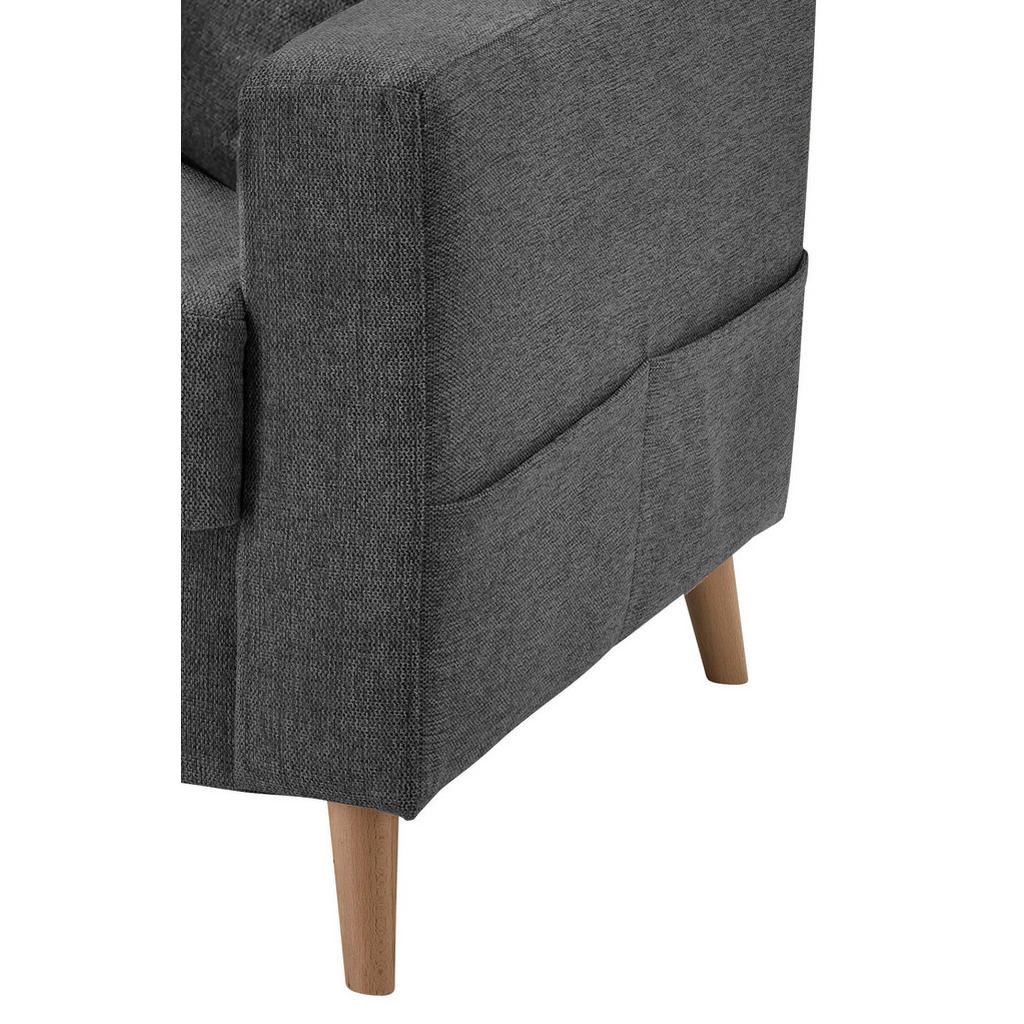 Thumbnail - P & B Ecksofa, Anthrazit, Textil, Buche, massiv, Struktur, 4-Sitzer, Füllung: Schaumstoff, Ottomane links, L-Form, 230x2...